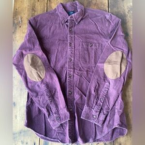 J. Crew Purple Casual Button Down Shirt with Brown Elbow Patches